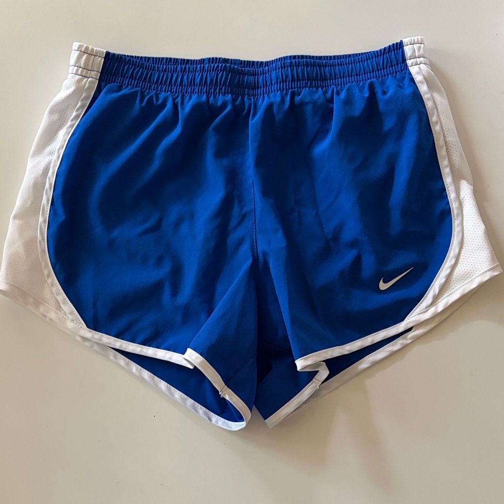 EUC Nike Girls Royal Blue and White Athletic Shorts Medium